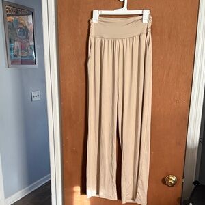Tan Wide-Leg Women's Pants